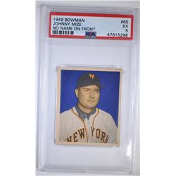 1949 BOWMAN JOHNNY MIZE #85 BASEBALL CARD