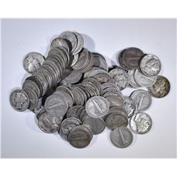 100-MIXED DATE CIRC MERCURY DIMES