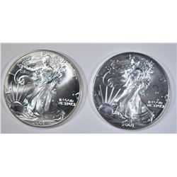 2-2001 AMERICAN SILVER EAGLES
