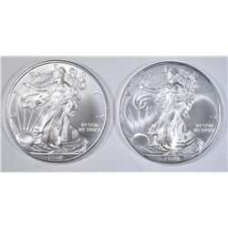 2-BU 2008  AMERICAN SILVER EAGLES