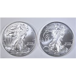 2-BU 2009  AMERICAN SILVER EAGLES