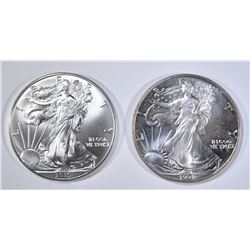 1991 & 2015 BU AMERICAN SILVER EAGLES
