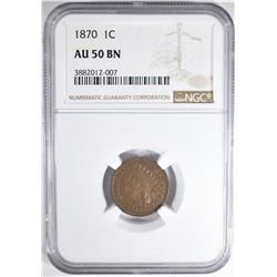 1870 INDIAN CENT NGC AU-50