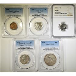 1936 PROOF SET IN GRADED HOLDERS: