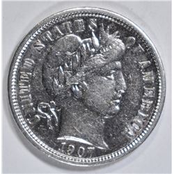1907-S BARBER DIME  CH AU