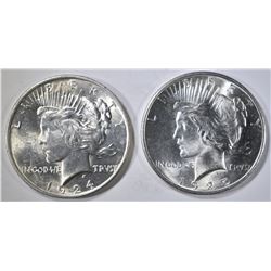 1924 & 1925 PEACE DOLLARS  CH BU
