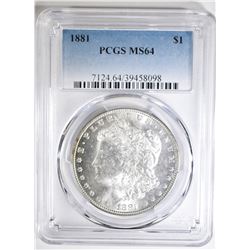 1881 MORGAN DOLLAR  PCGS MS-64