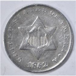 1852 3 CENT SILVER  AU