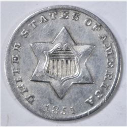 1851 3 CENT SILVER  AU