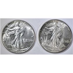 1942 & 43 WALKING LIBERTY HALVES  CH BU