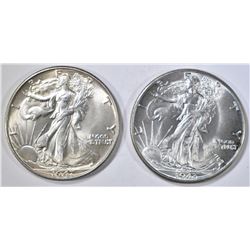 1943 & 47 WALKING LIBERTY HALVES  CH BU