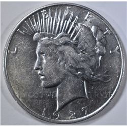 1927-D PEACE DOLLAR, CH AU