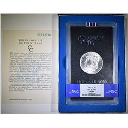 1883-CC MORGAN DOLLAR GSA BOX & CERT NGC MS-64