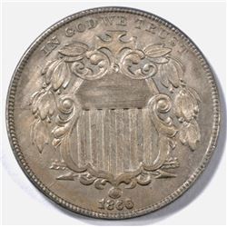 1866 SHIELD NICKEL AU/BU