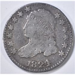 1824/2 BUST DIME, FINE  CLEANED