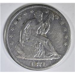 1871-CC SEATED LIBERTY HALF DOLLAR FINE