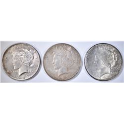 3-CIRC PEACE DOLLARS: