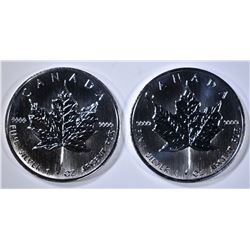 2-1998 1-oz SILVER CANADA MAPLE LEAF COINS