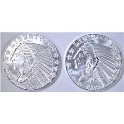 2-ONE OUNCE SILVER ROUNDS: INCUSE INDIAN