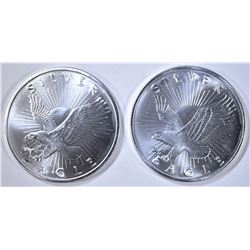 2-ONE OUNCE SILVER ROUNDS: SUNSHINE MINT