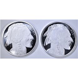 2-ONE OUNCE SILVER ROUNDS: BUFFALO/INDIAN