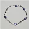 Image 1 : 10K WHITE GOLD TANZANITE, DIAMOND BRACELET 7"
