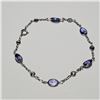 Image 2 : 10K WHITE GOLD TANZANITE, DIAMOND BRACELET 7"
