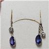 Image 1 : 10K WHITE GOLD TANZANITE DIAMOND EARRINGS