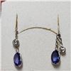 Image 2 : 10K WHITE GOLD TANZANITE DIAMOND EARRINGS