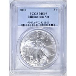 2000 AMERICAN SILVER EAGLE  PCGS MS-69