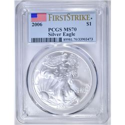 2006 AMERICAN SILVER EAGLE  PCGS MS-70