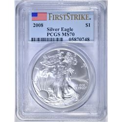 2008 AMERICAN SILVER EAGLE  PCGS MS-70