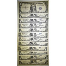 12 $1 SILVER CERTIFICATES MANY CU
