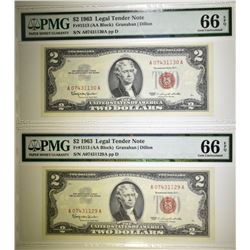2-1963 $2.00 RED SEAL NOTES, PMG-66 EPQ