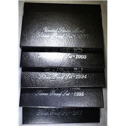 1992, 93, 94, 95 & 96 U.S. SILVER PROOF SETS