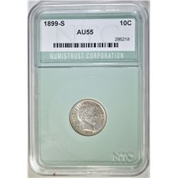 1899-S BARBER DIME NTC CH AU