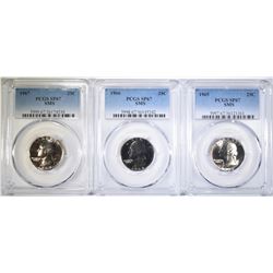 1965, 1966, & 1967 SMS QUARTERS, PCGS SP67