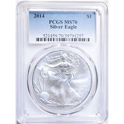 2014 AMERICAN SILVER EAGLE PCGS MS70