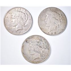 1922-D, 26-D & 35-S CIRC PEACE DOLLARS