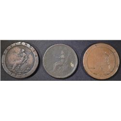 3- EARLY GREAT BRITAIN COPPER PIECES