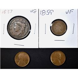 MIXED COPPER LOT LARGE CENT - LINCOLN