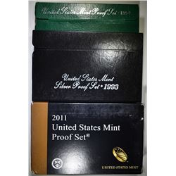 1993 SILVER, 1994 & 2011 US PROOF SETS