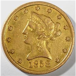 1858-S $10 GOLD LIBERTY AU RARE DATE