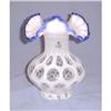 Image 1 : Fenton Coin Dot Vase in Crystal Opal and Cobalt#1082056