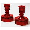 Image 1 : Fostoria Elegant Glass Red Coin Candlesticks #1082606