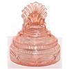 Image 1 : Pink Depression Glass Pleated Fan Powder Jar #1082649