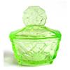 Image 1 : Vaseline Depression Glass Vanity Jar 2 #1082690