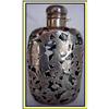 Image 1 : ST SILVER OVERLAID GLASS FLASK PERFUME BOTTLE #1083410