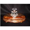 Image 1 : Rare English Inkwell C.1835 Burl Brass Crystal #1092747