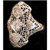 Image 1 : Art Deco Gold Filigree Diamond Ring #1106391